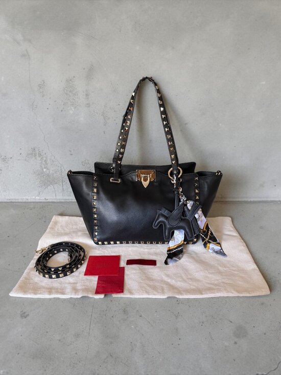 Valentino Garavani Handbags - Valentino Garavani Rockstud Small Leather Tote | Black w/ Dustbag